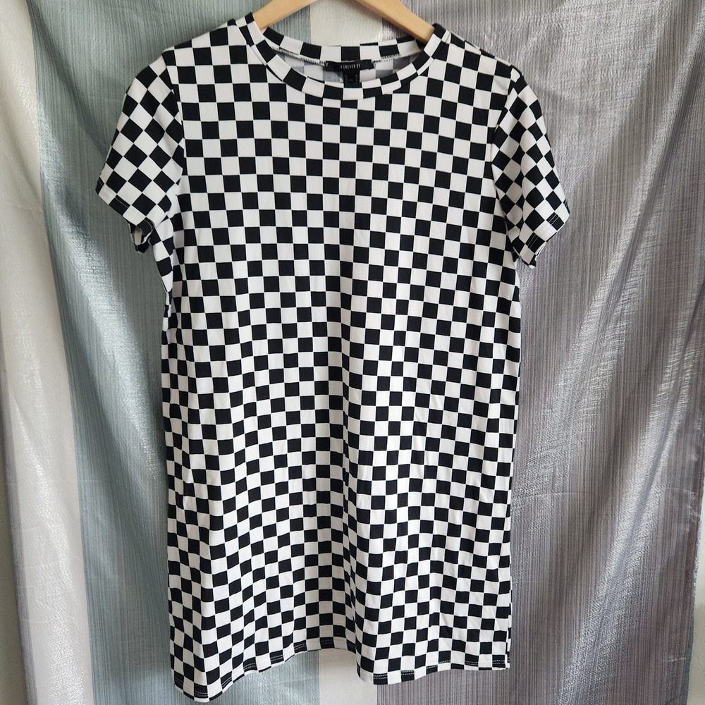 Checkerboard Short Sleeve M Mini Dress Mall Goth Indie Ska‎ Punk Alt 90s Skater